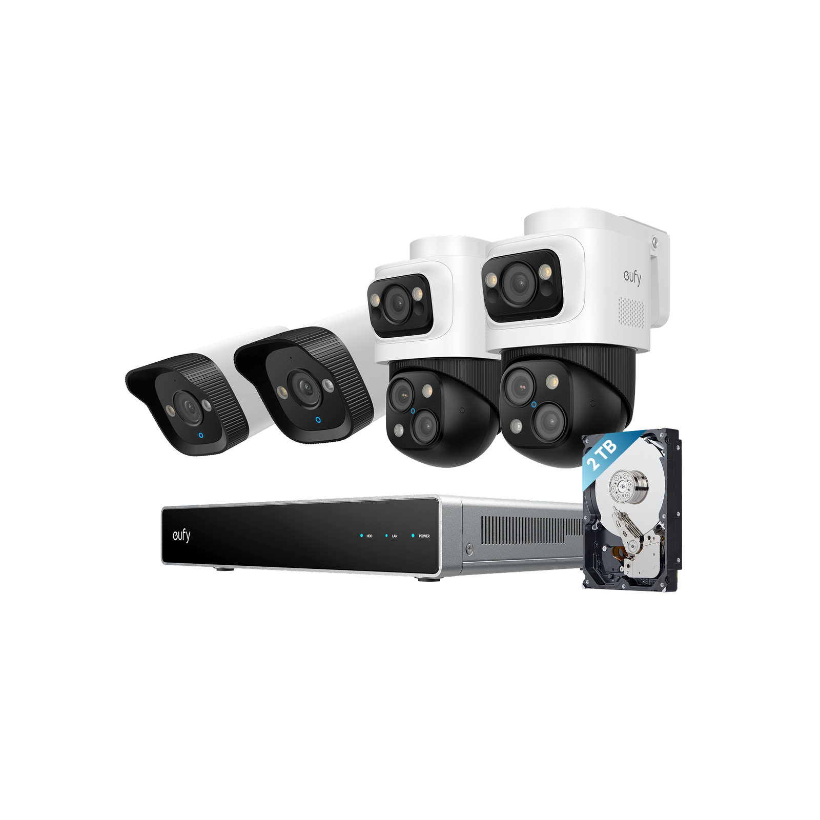 Eufy S4 NVR POE 24/7 Security System - 2 x PTZ + 2 x Bullet Cameras product image