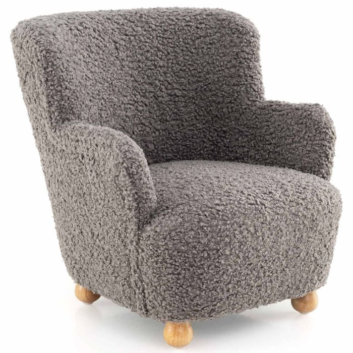 Costway Sherpa Sofa Comfy Armchair Upholstered Reading Chair Grey