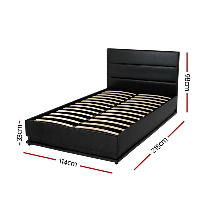 Artiss RGB LED Bed Frame King Single Size Gas Lift Base Storage Black Leather LUMI Bunnings Australia