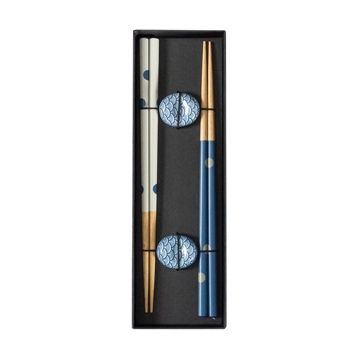 Omotenashi Living Komon Chopsticks & Chopstick Rests Set of 2