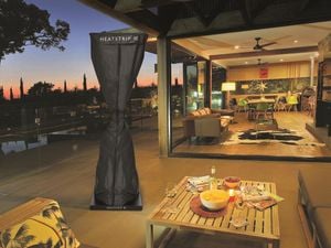 outdoor sitting arrangement with heater