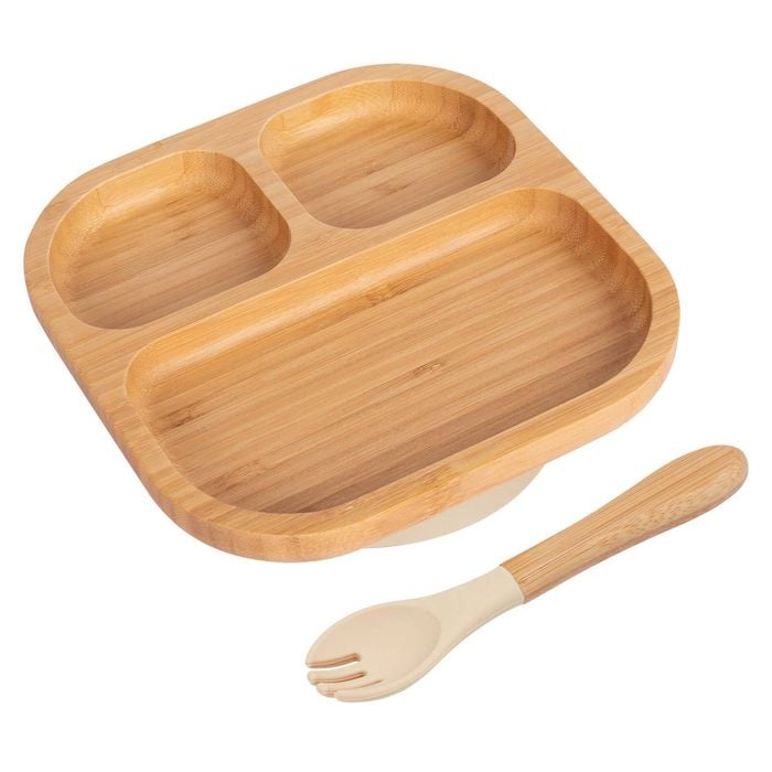 Tiny Dining Bamboo Segmented Baby Weaning Plate & Fork Set