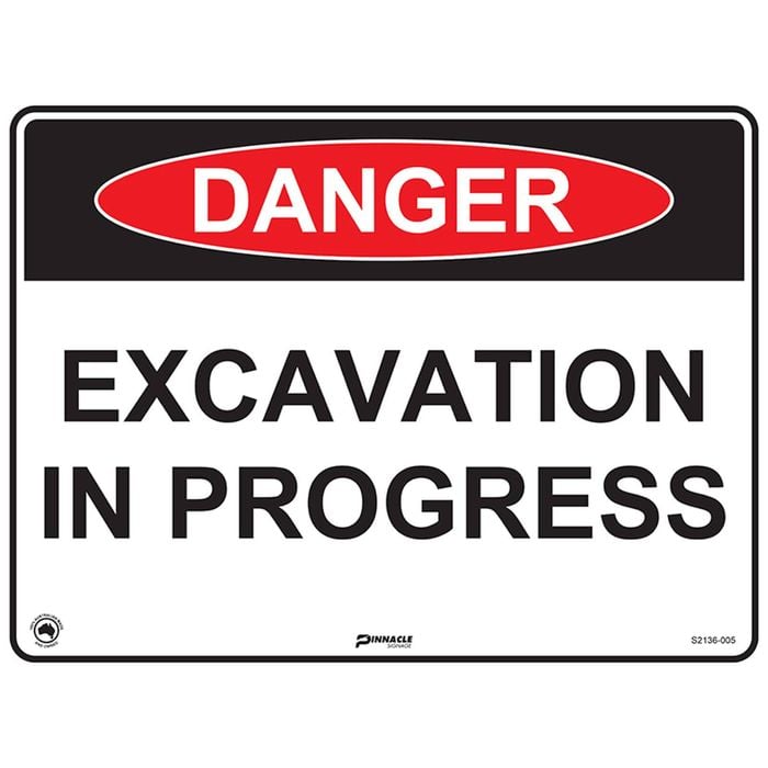 Pinnacle 400 x 300mm Poly Danger Excavation In Progress Sign