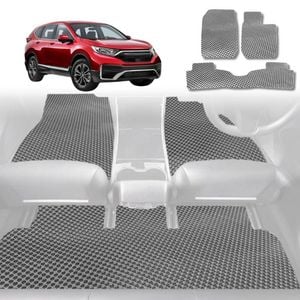 6D Diamond Car Floor Mats for Honda CR-V 2017-2022-Full Set-Grey-Outback GT