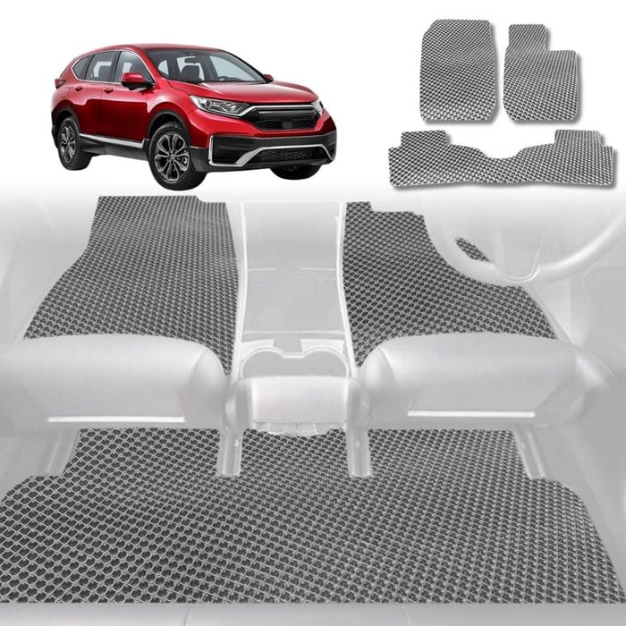 6D Diamond Car Floor Mats for Honda CR-V 2017-2022-Full Set-Grey-Outback GT