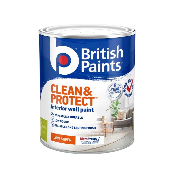 British Paints Mid Low Sheen Clean And Protect Interior Paint - 1L