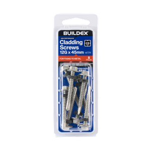 Buildex 12G x 45mm Class 3 Cladding Screws with Seal - 8 Pack