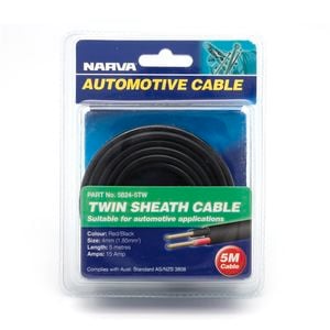 Narva 4mm x 5m 15 Amp Red / Black Twin Core Sheathed Cable