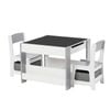 Oikiture Kids Table and Chairs Set Chalkboard Drawing Toys Storage Grey