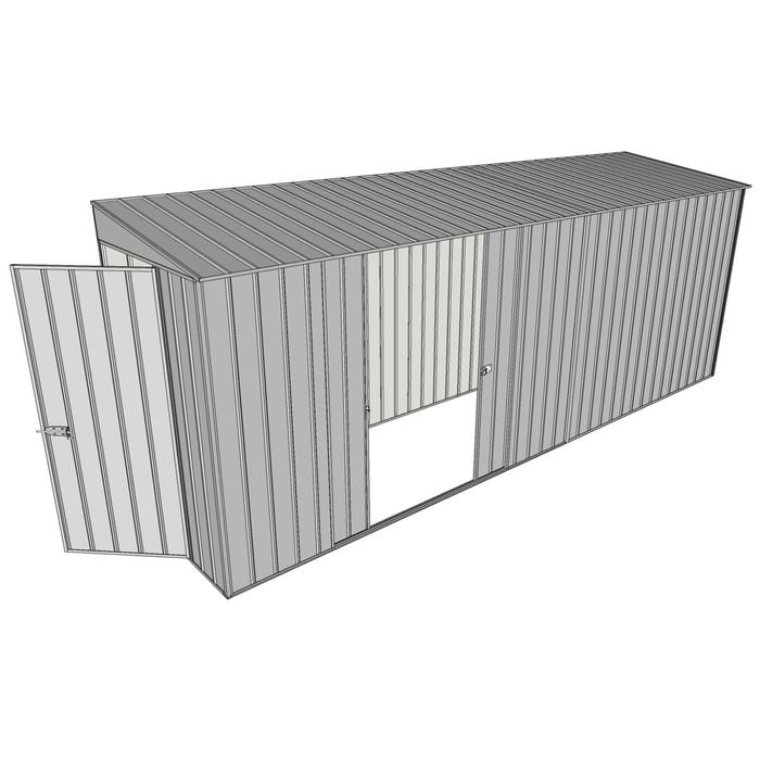Build-A-Shed 1.2 x 5.2 x 2.0m Tunnel Shed Tunnel Hinged Door with Double Sliding Side Doors - Zinc