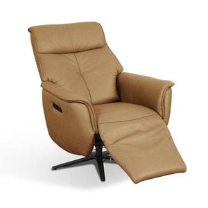 Vance Leather Recliner Swivel Chair Tan