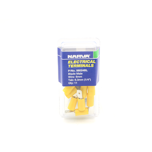 Narva 5 - 6mm Yellow Electrical Terminal Male Blade Connector - 11 Pack