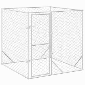 vidaXL Dog Kennel Outdoor Dog Crate Dog House Pet Supply Silver Galvanised Steel