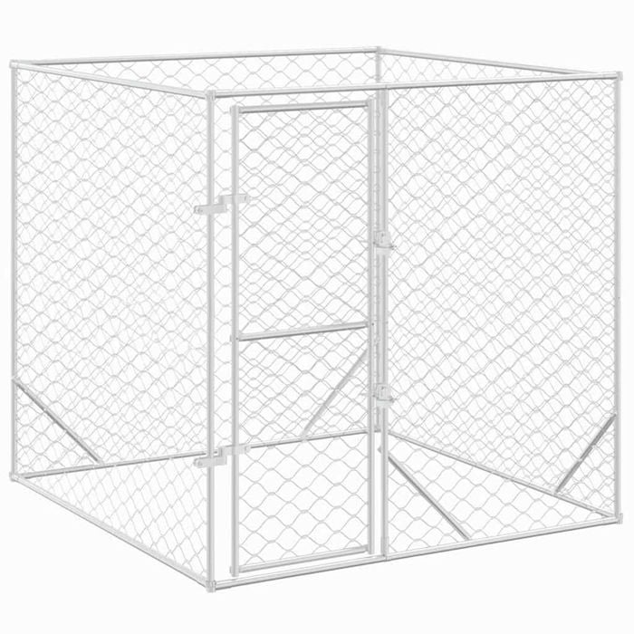 vidaXL Dog Kennel Outdoor Dog Crate Dog House Pet Supply Silver Galvanised Steel