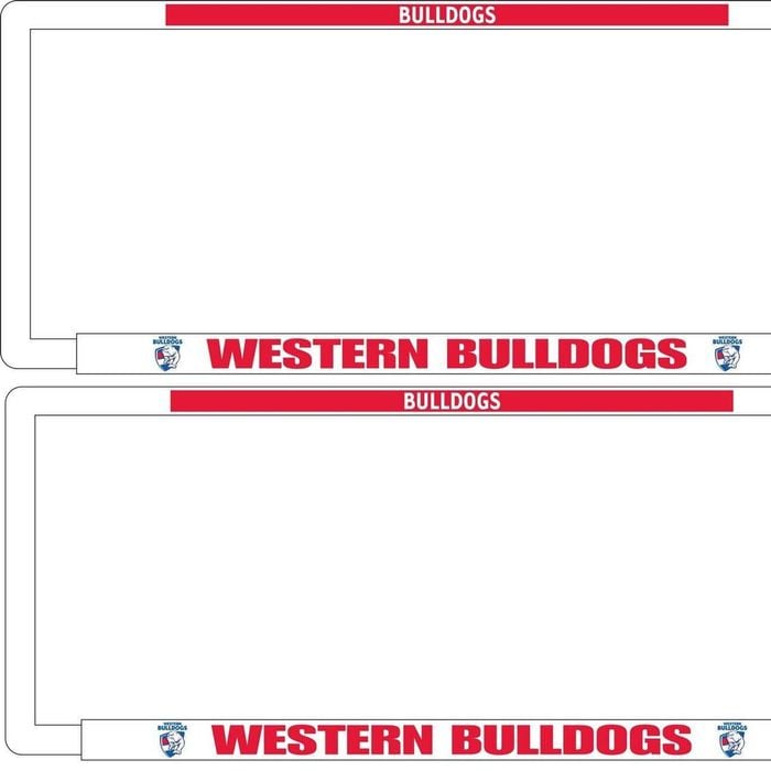 AFL Car Number Plate Frame Set Of Two - Western Bulldogs - Front/Back