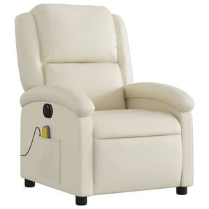 vidaXL Electric Massage Recliner Chair Armchair Single Sofa Cream Faux Leather
