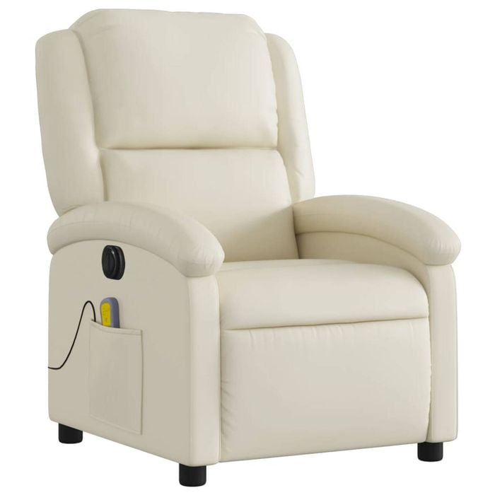 vidaXL Electric Massage Recliner Chair Armchair Single Sofa Cream Faux Leather