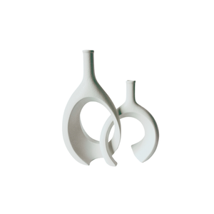 Elegant Collections White Nordic Ceramic Vase Set of 2