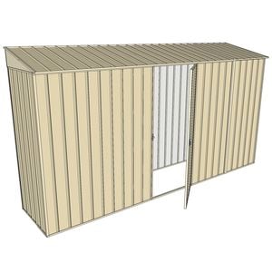 Build-a-Shed 0.8 x 3.7 x 2m Skillion Single Hinged Side Door Shed - Cream
