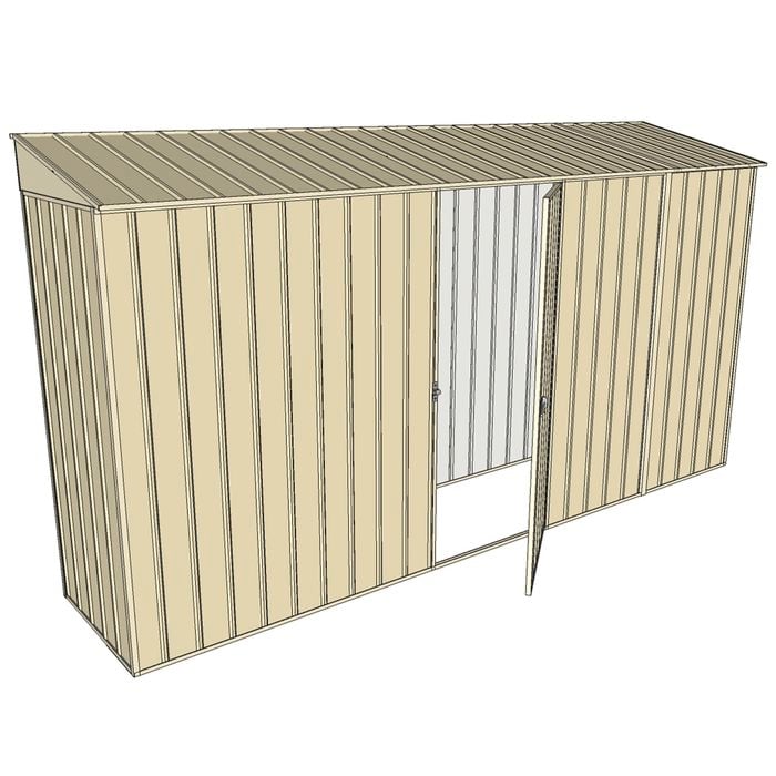 Build-a-Shed 0.8 x 3.7 x 2m Skillion Single Hinged Side Door Shed - Cream
