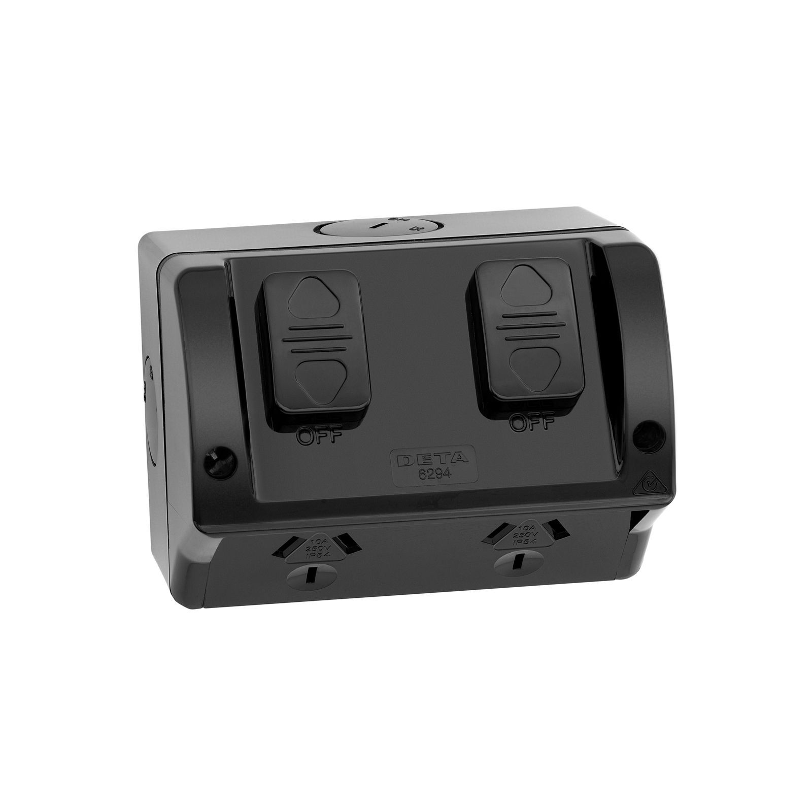 Deta Black IP54 Weatherproof Outdoor Double Power Point product image