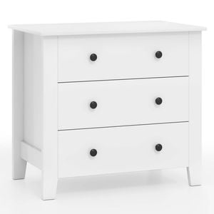 Costway Bedside Table Nightstand 3 Drawer White