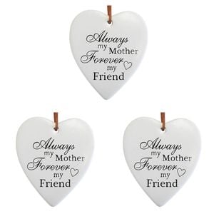 3PK LVD Ceramic Hanging 8x9cm Heart Mother w/ Hanger Ornament Decor