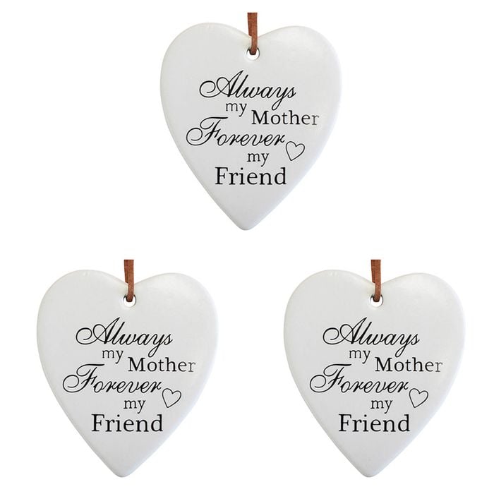 3PK LVD Ceramic Hanging 8x9cm Heart Mother w/ Hanger Ornament Decor