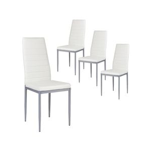 Costway 4x Pvc Leather Dining Chairs Upholstered Seat White