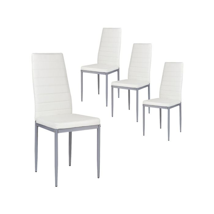 Costway 4x Pvc Leather Dining Chairs Upholstered Seat White