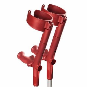 Forearm Crutches With Safety Cuff & Hinge, Lightweight & Adjustable - Red