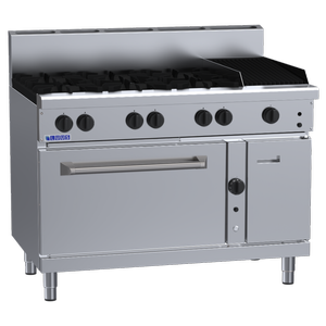 Luus RF-6B3C 1200mm Gas 6 Burner 300mm Chargrill Range & Convection Oven RF-6B3C-NG