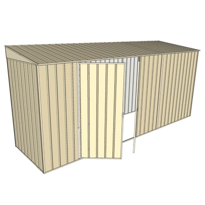 Build-A-Shed 1.2 x 4.5 x 2.0m Skillion Double Hinged Side Doors Shed - Cream