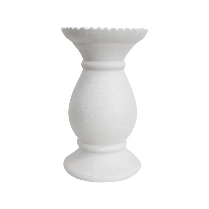 Stoneware Ceramic Lopez 22.5cm Pillar Candle Holder Medium - Rustic White