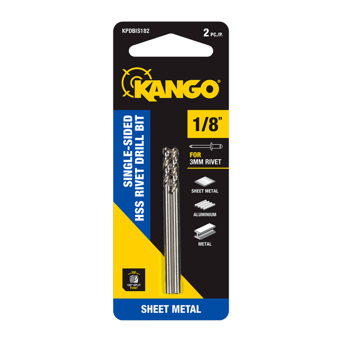 Kango 1/8” HSS Single-Sided Rivet Drill Bit - 2 Pack