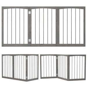 Costway 76cm Tall Wooden Pet Fence Dog Gate 3-panel Barrier Grey
