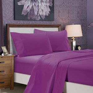 Fabric Fantastic 1000tc Ultra Soft King Single Size Bed Purple Flat & Fitted Sheet Set