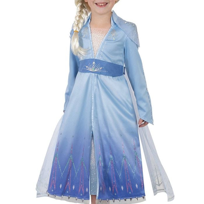 Frozen 2 Girls Premium Elsa Costume And Wig Set - 4-6