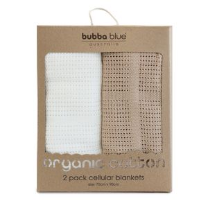 2pc Bubba Blue Organic Cotton Baby/Childrens Cellular Blankets, Chestnut