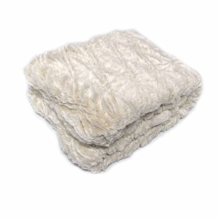 Julietta Soft Faux Fur Throw Rug 127 x 152 cm Argyle Cream
