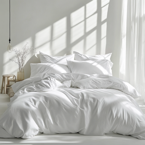 Double Quilt Cover Set with European Pillowcase - White