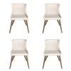 SK Designer Living | Pack of 4 | Osaka Upholstered Dining Chair | Walnut Wood Legs - Ivory Fabric