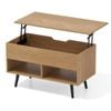 Costway 80cm Lift Top Coffee Table Wood Dining Table W/storage Natural
