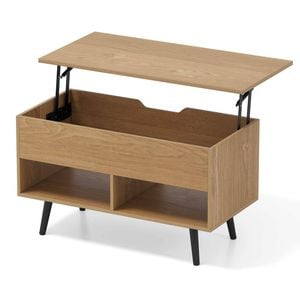 Costway 80cm Lift Top Coffee Table Wood Dining Table W/storage Natural