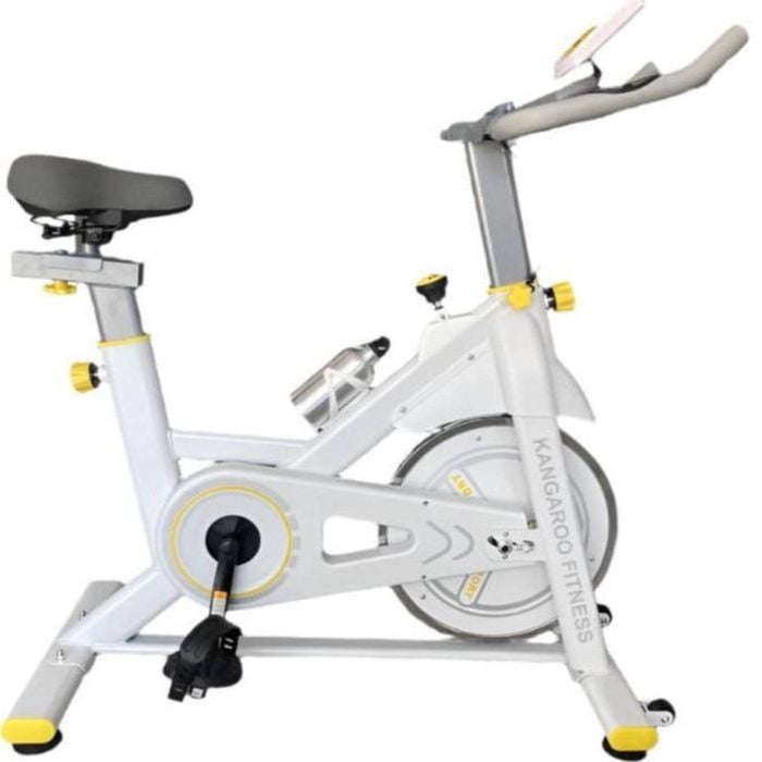 Kangaroo Fitness Magnetic Spin Bike White - 150kg Weight Capacity