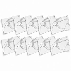 SOGA Peel & Stick Floor and Wall Tiles 30 x 60cm 10 Pack White Grey Faux Marble