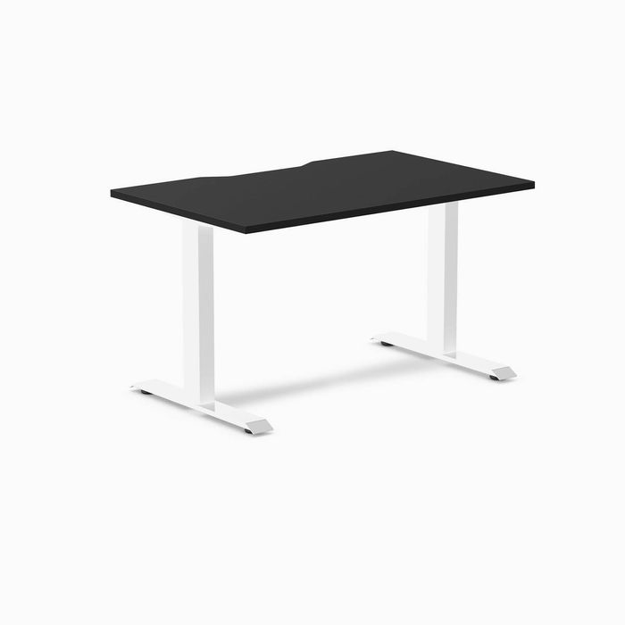 Desky Fixed Height Scalloped Melamine Office Desk White Frame 120cm