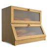 CARLA HOME Double Layer Bamboo Bread Box for Kitchen Counter with Large Capacity and Clear Window