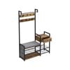 IHOMDEC 6-in-1 Hall Tree Bench Storage Drawer Rustic Brown