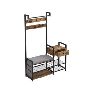 IHOMDEC 6-in-1 Hall Tree Bench Storage Drawer Rustic Brown